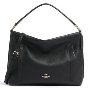 Coach leather handbag black silver logo